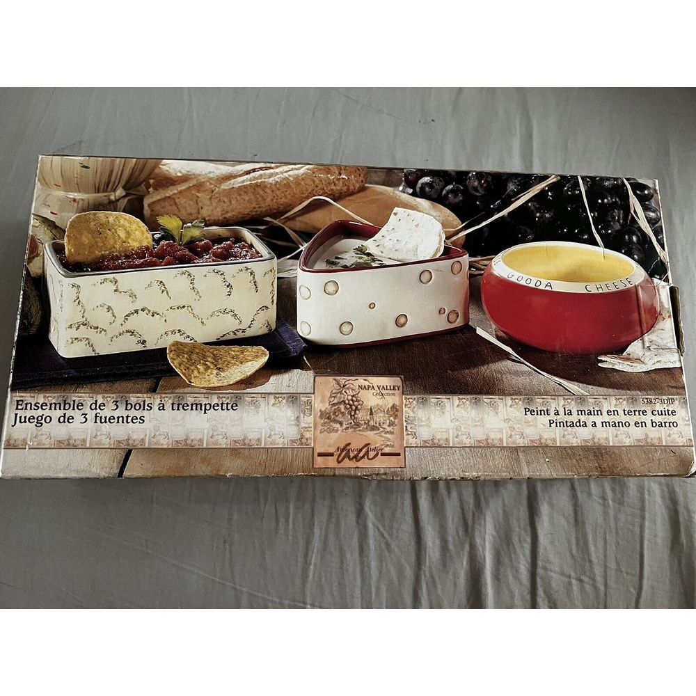 NAPA VALLEY‎ COLLECTION SET OF 3 CHEESE SERVING BOWLS AMERICAN ATELIER